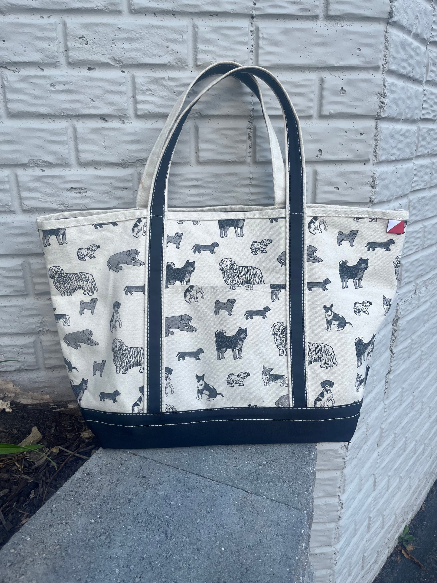 Large Canvas Tote Dog Print