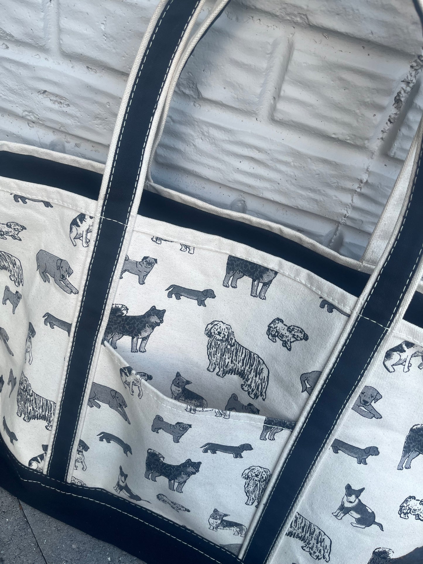 Large Canvas Tote Dog Print